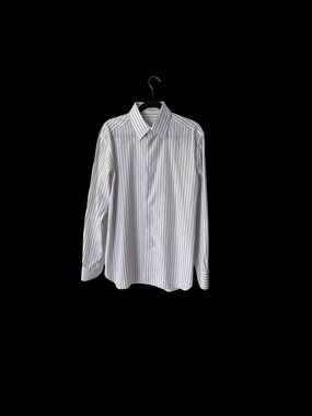 Ermenegildo Zegna Mens Striped Button-Up Shirt Regular Fit Size 16.5 42 White Bl